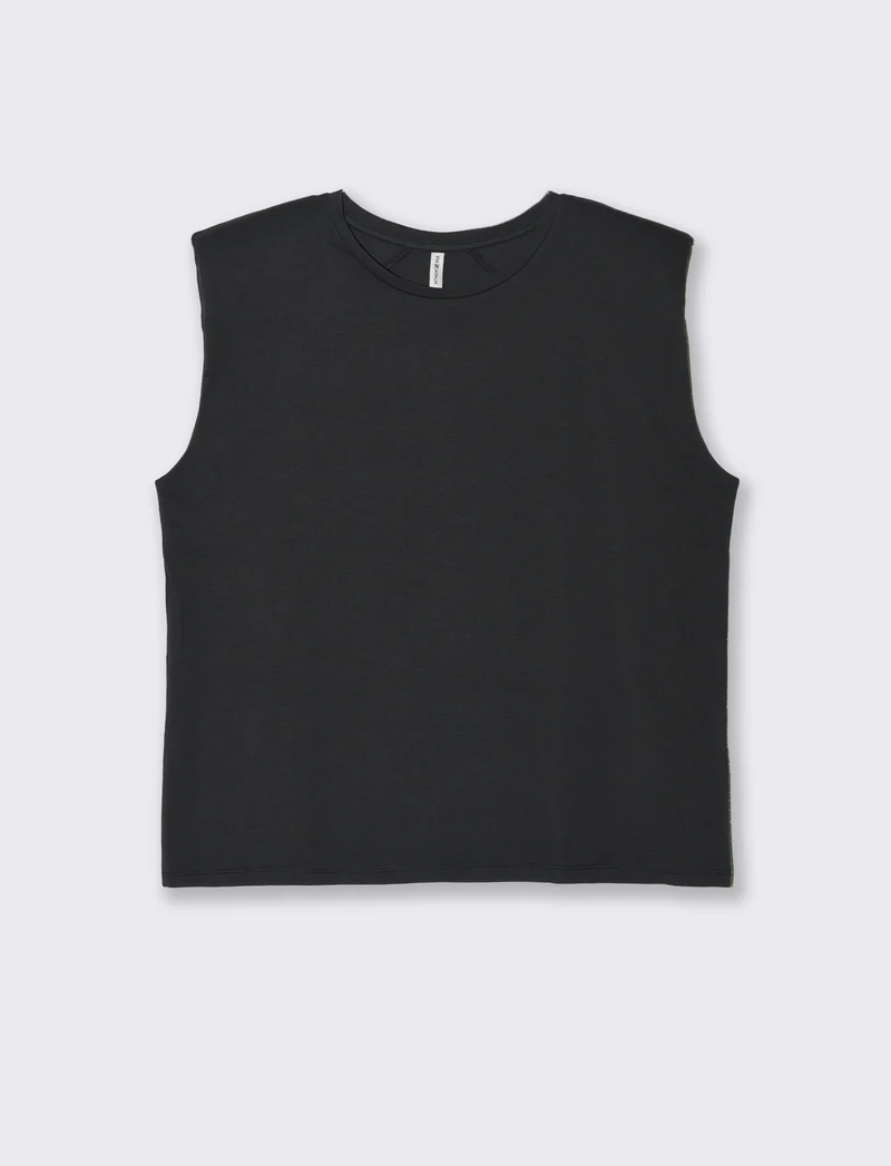 T-shirt con spalline da donna - Nero