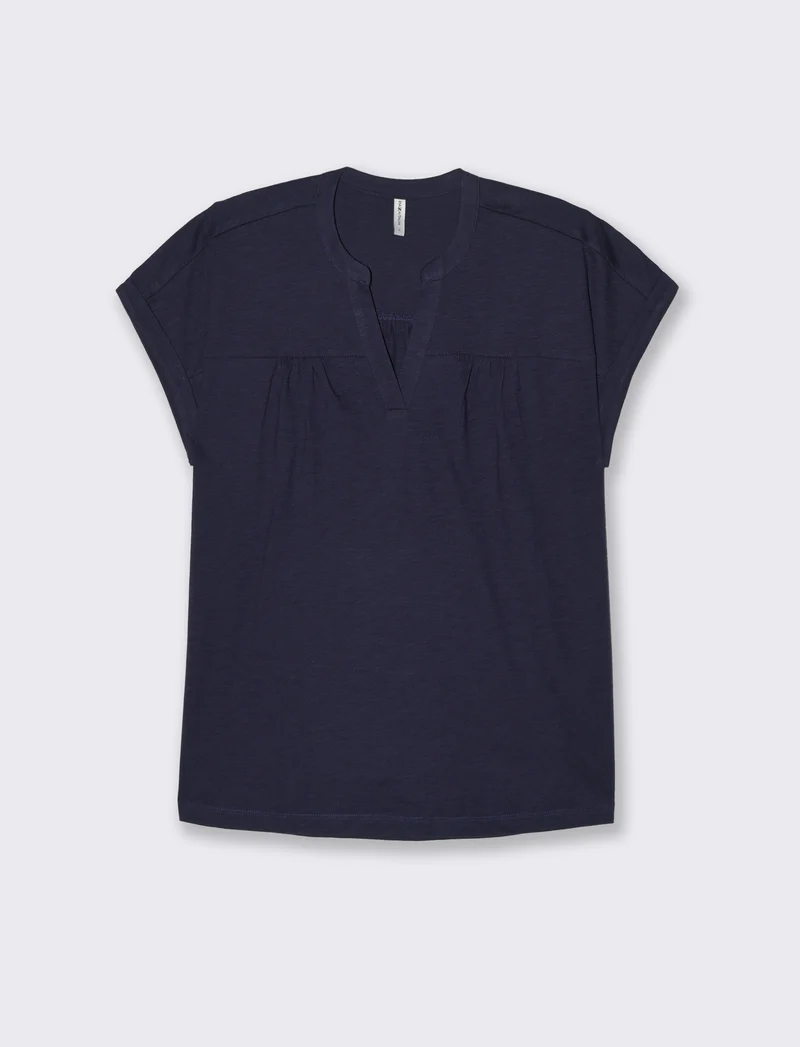 T-shirt con scollo a v da donna - Blu