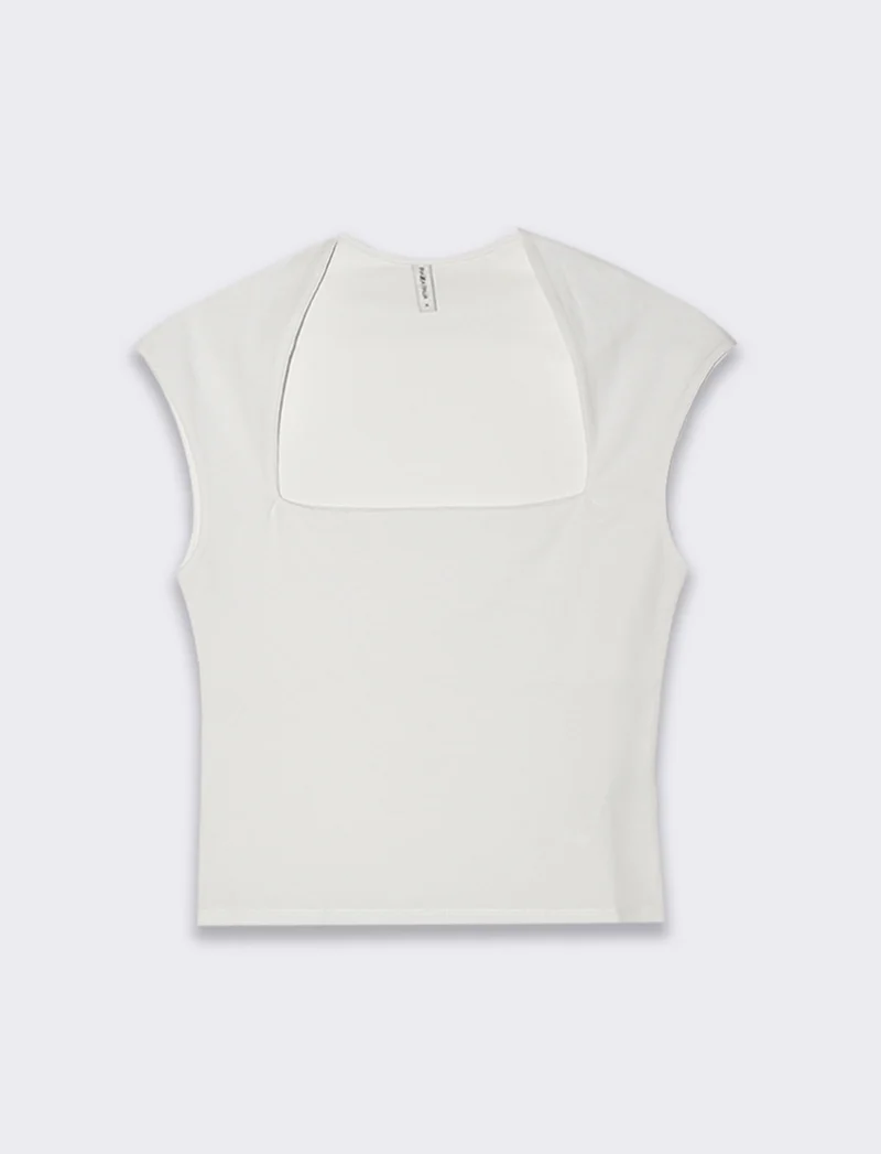 T-shirt scollo quadrato da donna - Bianco