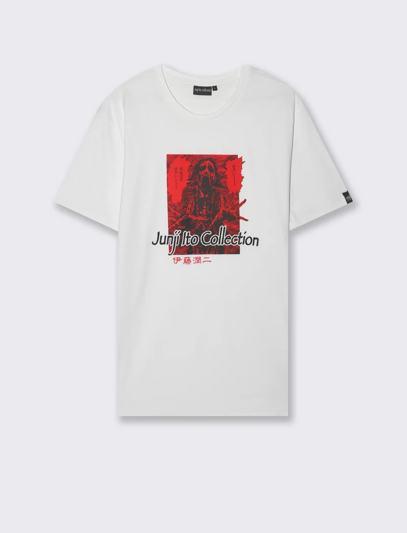 T-shirt stampa Junji Ito da uomo - Bianco