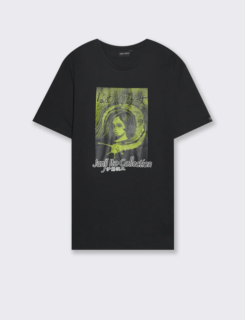 T-shirt stampa Junji Ito da uomo - Nero