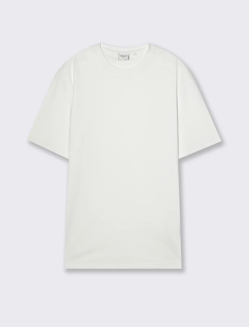 T-shirt basic in cotone boxy fit da uomo - Bianco
