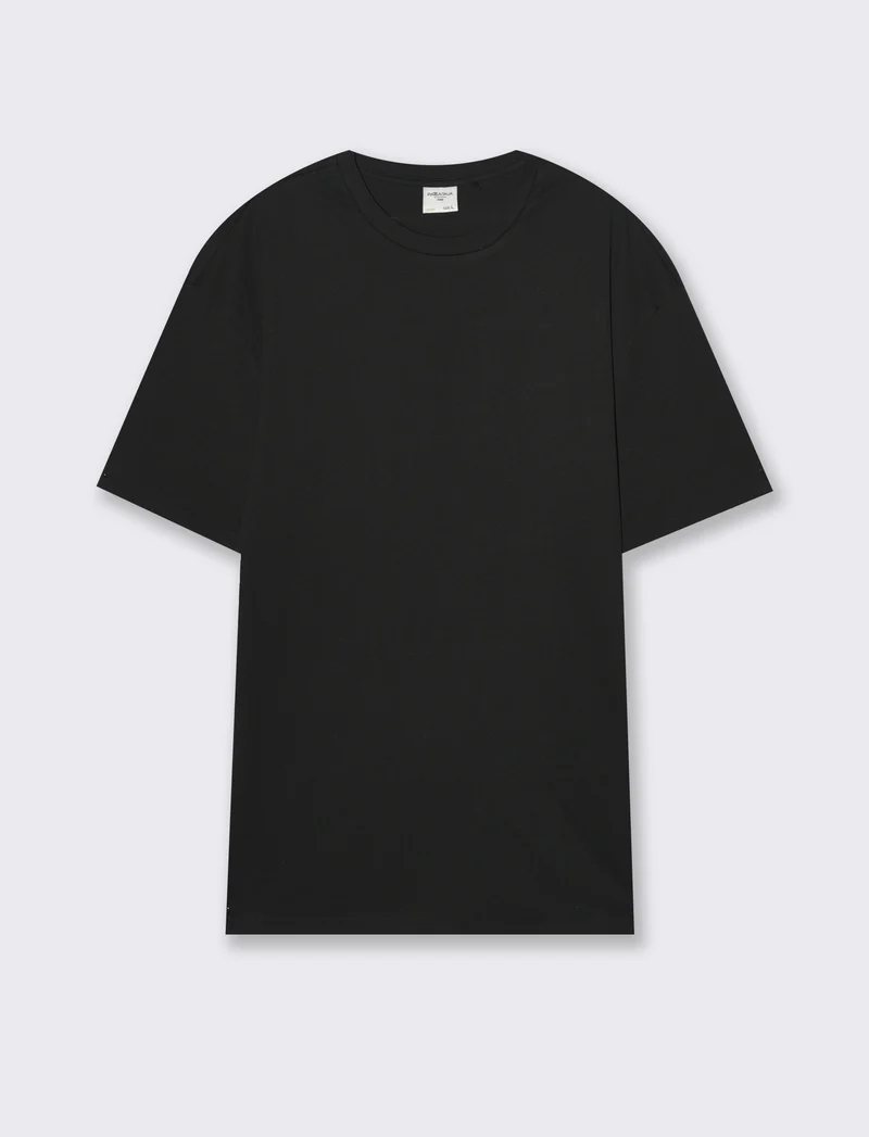 T-shirt basic in cotone boxy fit da uomo - Nero