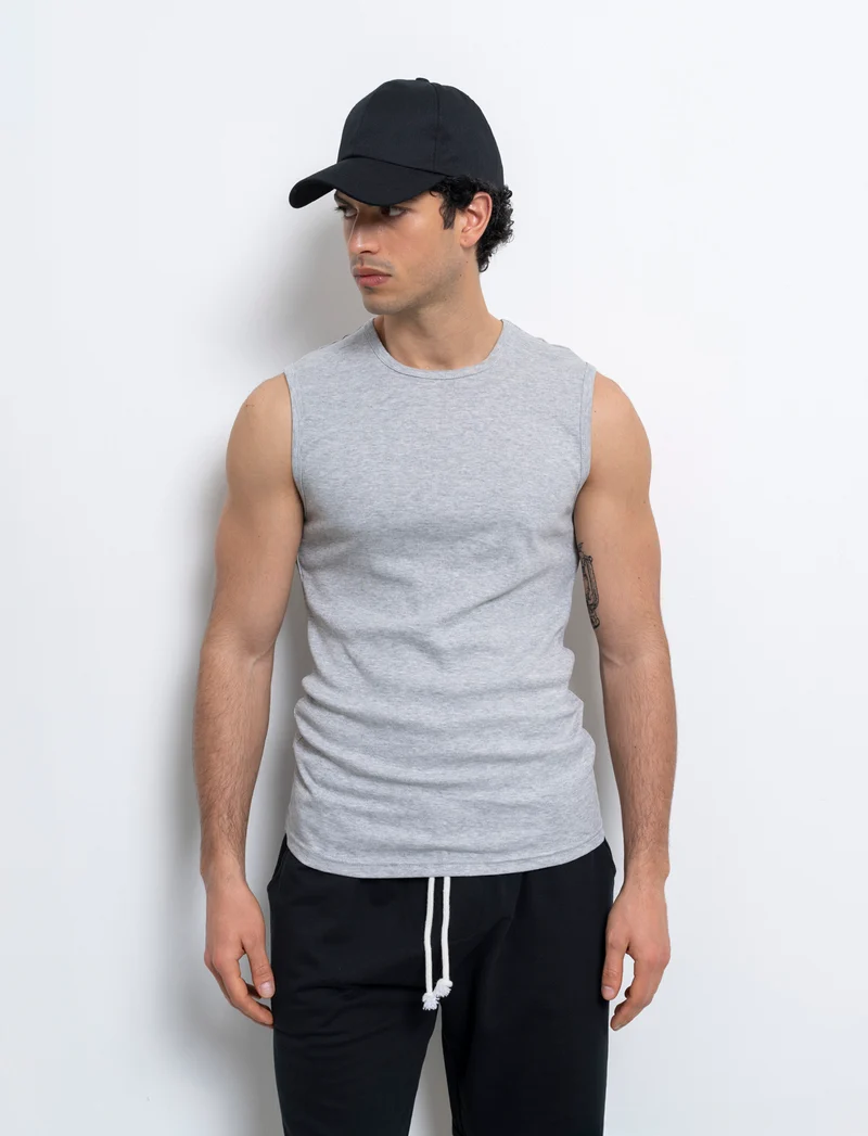 T-shirt senza maniche da uomo - Grigio mel.