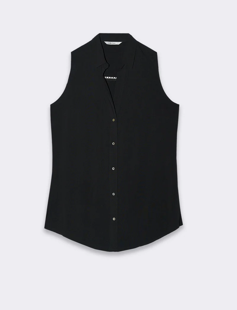 Camicia giro manica da donna - Nero