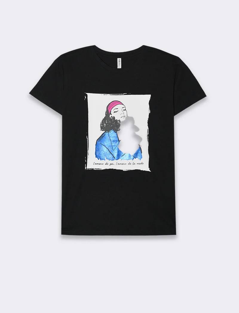 T-shirt con stampa da donna - Nero
