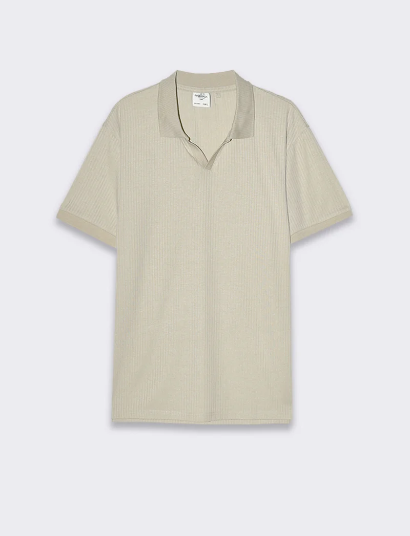 Polo a coste collo derby da uomo - Grigio ghiaccio