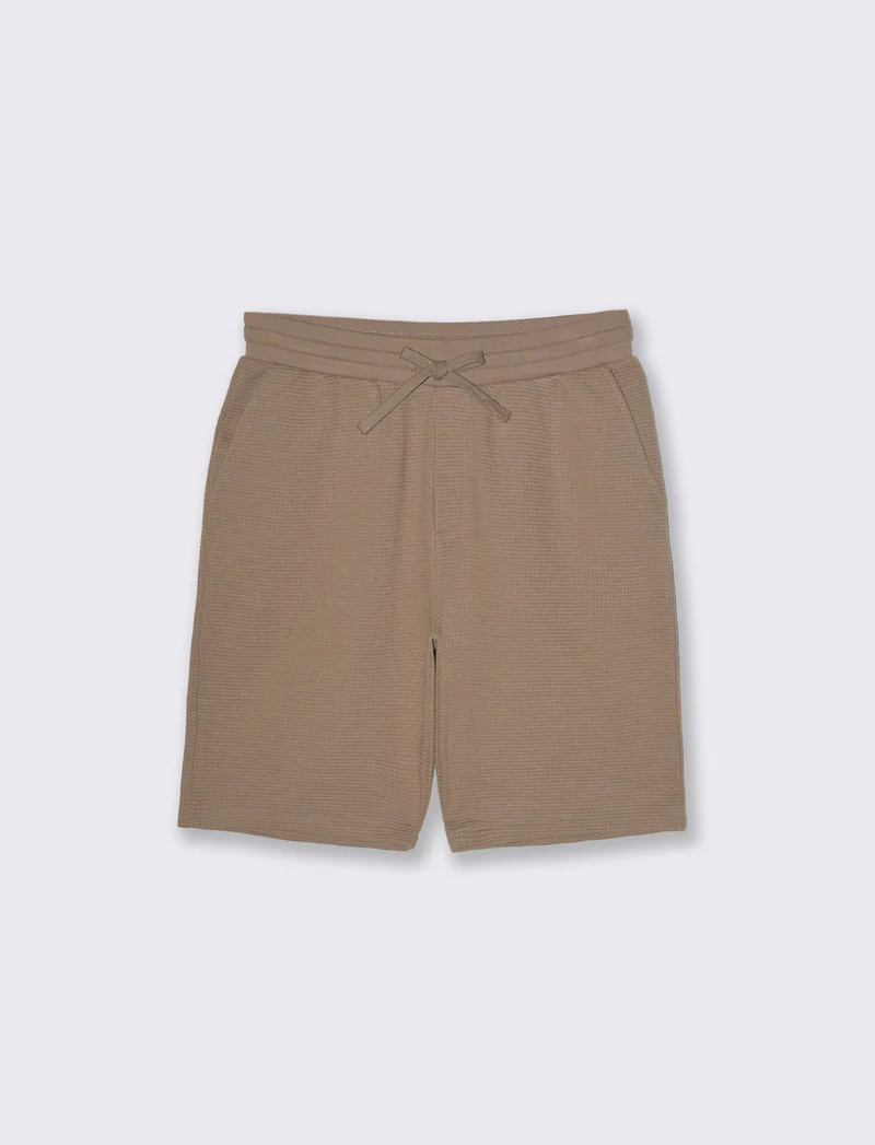 Bermuda jogger struttura waffle da uomo - Grigio tortora