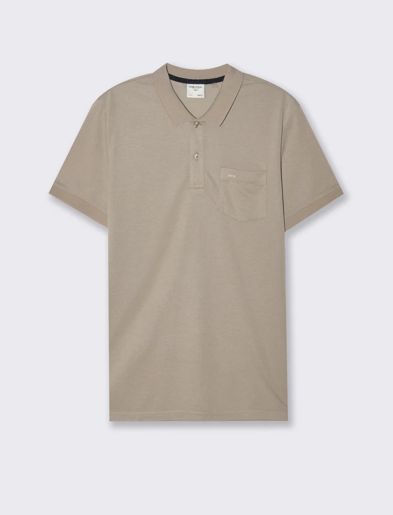 Polo basica con taschino da uomo - Beige