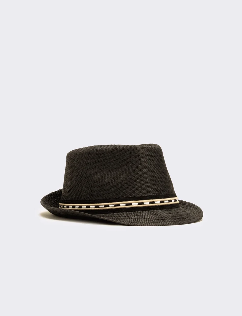 Cappello uomo borsalino paglia - Nero