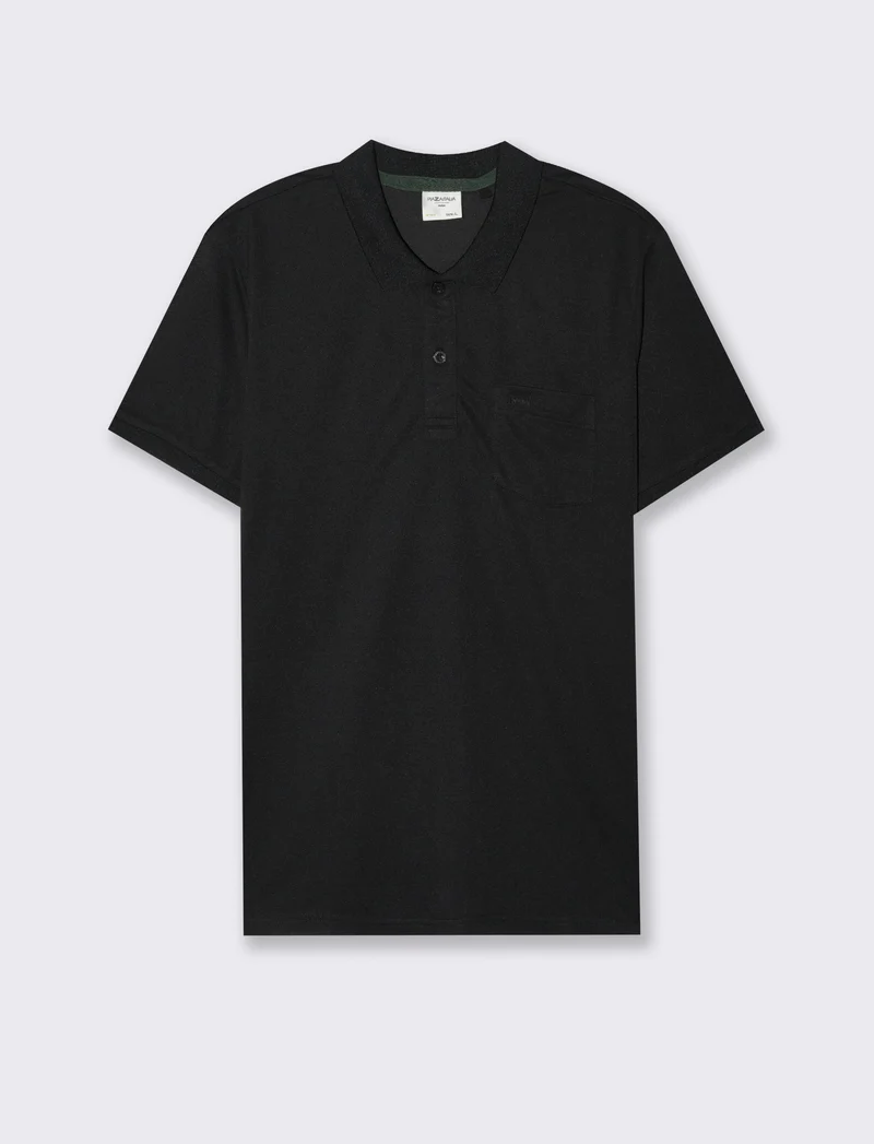 Polo basica con taschino da uomo - Nero