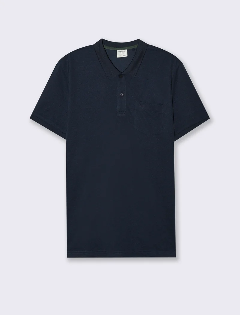 Polo basica con taschino da uomo - Blu