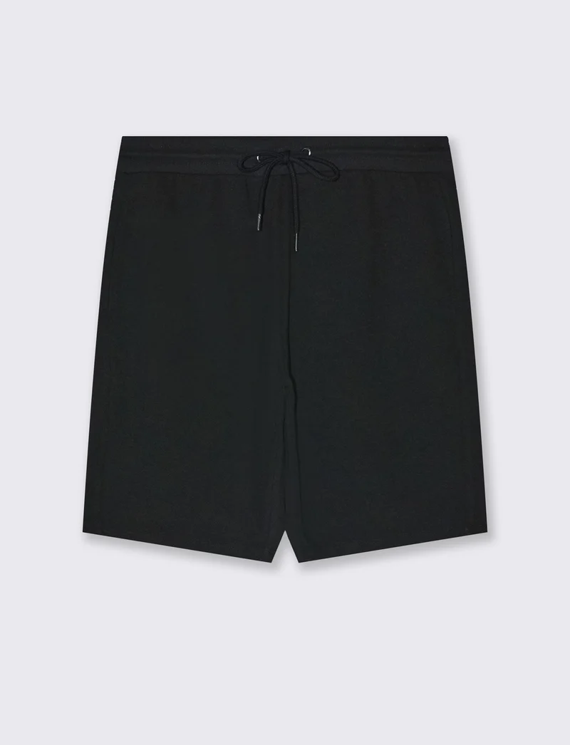 Bermuda in piquet con vita jogger da uomo - Nero