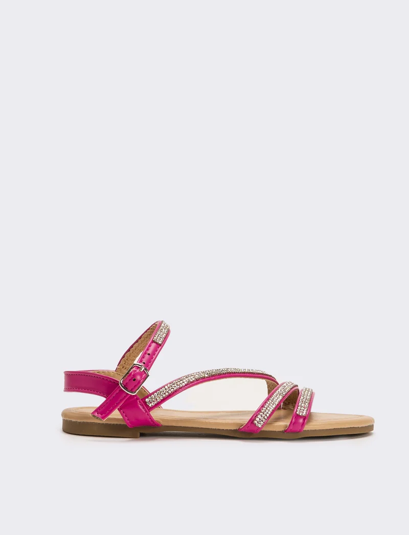 Sandalo da bambina con strass - Fuxia