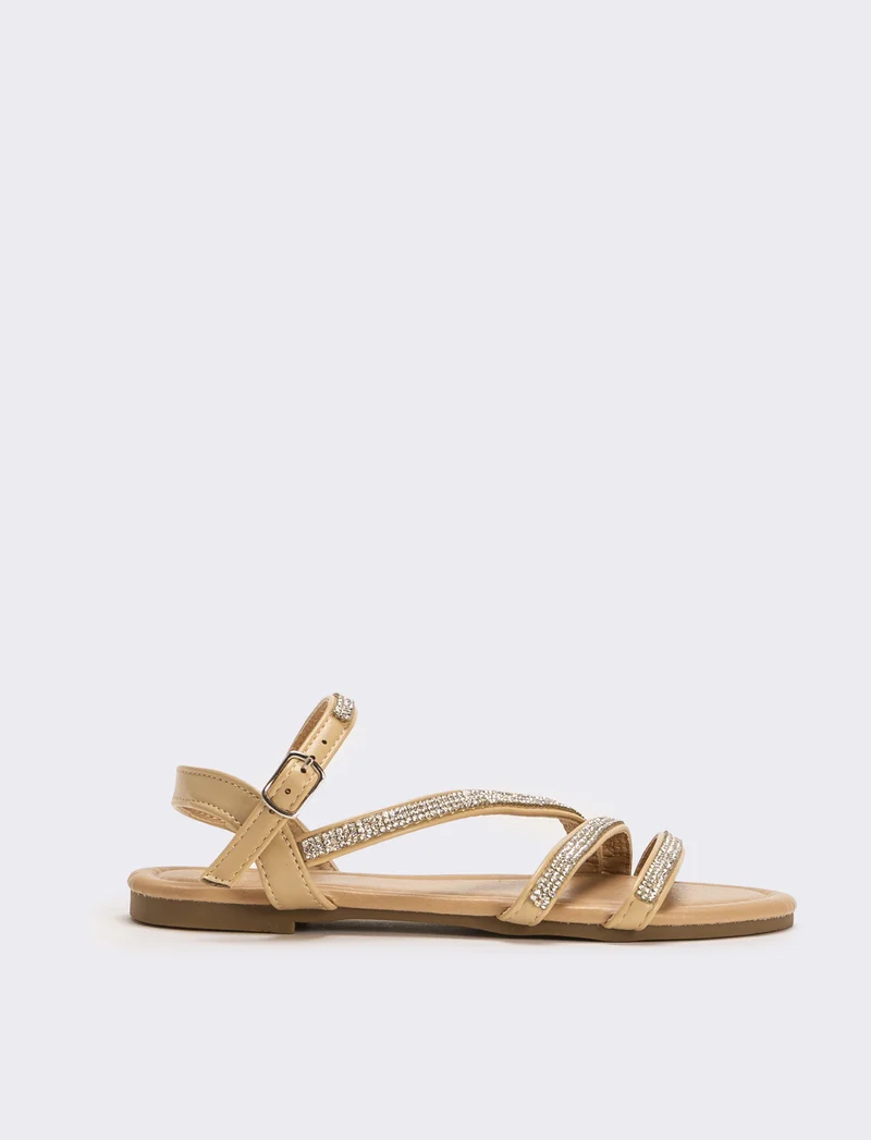 Sandalo da bambina con strass - Beige