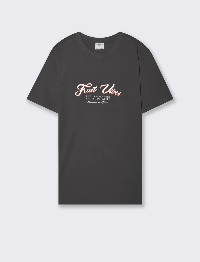 T-shirt con stampa avanti ed indietro da uomo - Grigio piombo