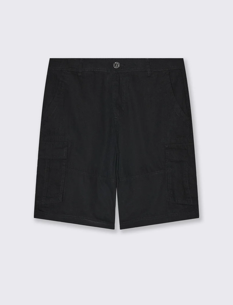 Bermuda cargo in tessuto ripstop da uomo - Nero