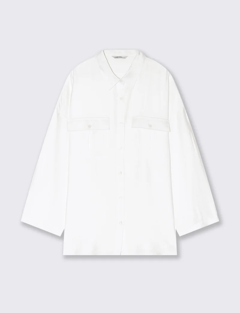 Camicia con tasche sul petto da donna - Bianco