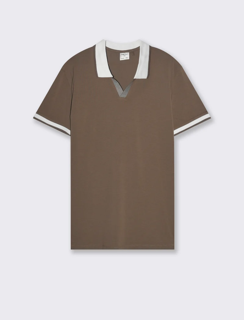 Polo collo derby da uomo - Grigio fango