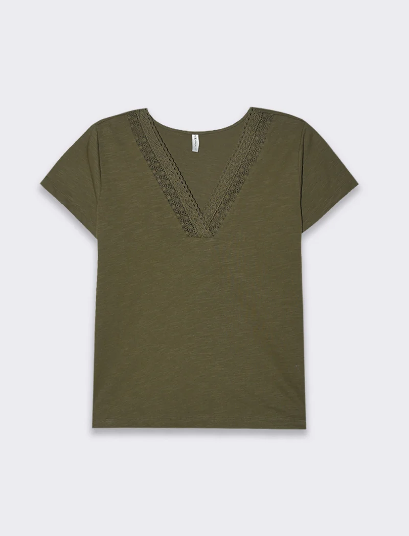 T-shirt con passamaneria sullo scollo da donna - Ve.milit.