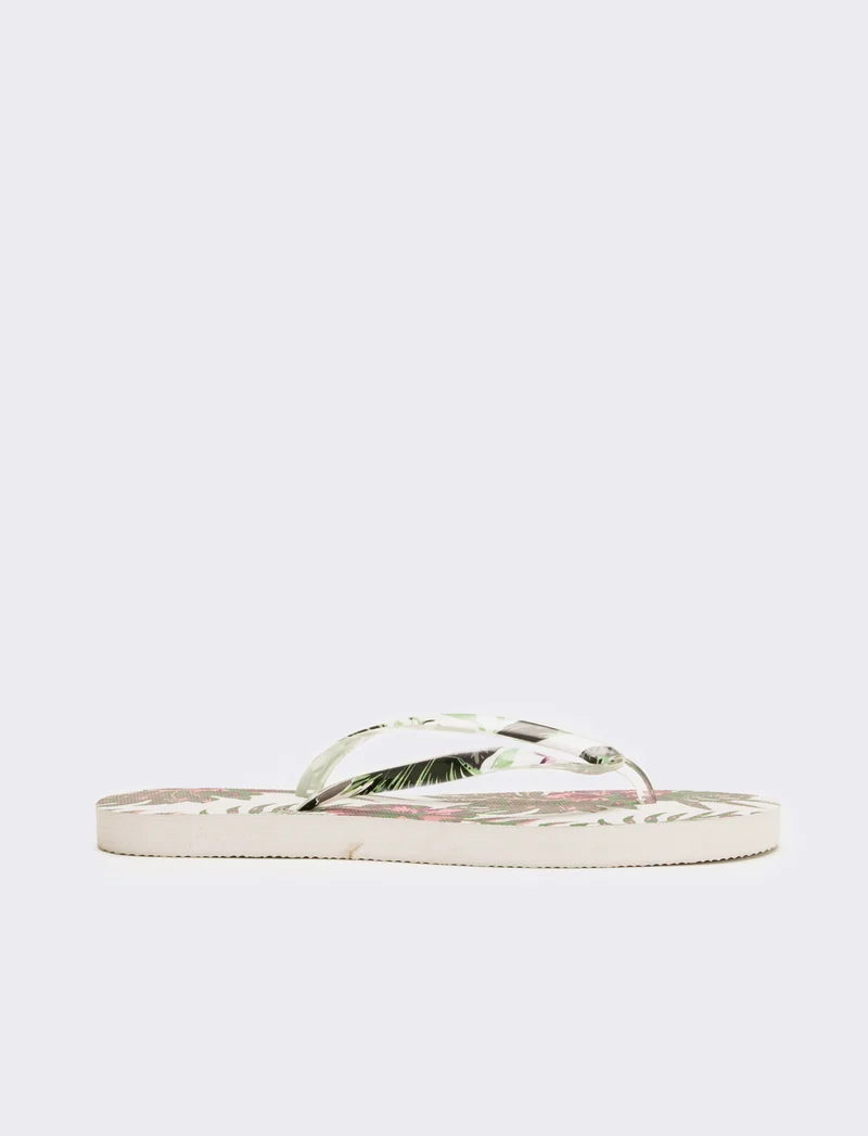 Infradito stampa tropicale da donna - Bianco