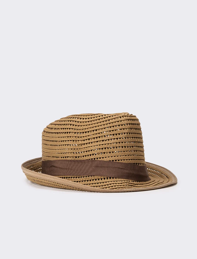 Cappello uomo traforato falda larga - Naturale