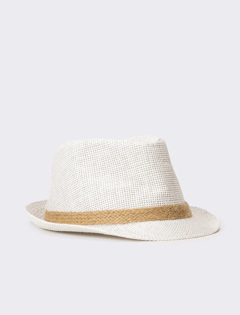 Cappello uomo paglia con treccina - Bianco