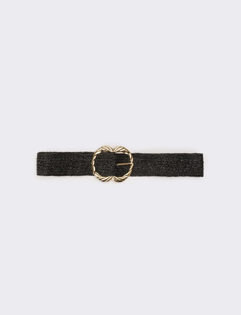 Cintura donna elastica fibbia metallo - Nero