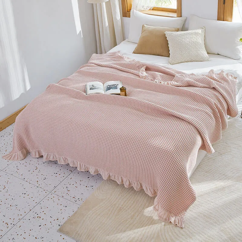Coperta da divano con trama a nido d'ape, comoda trapunta