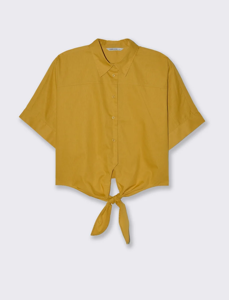 Camicia con nodo da donna - Senape