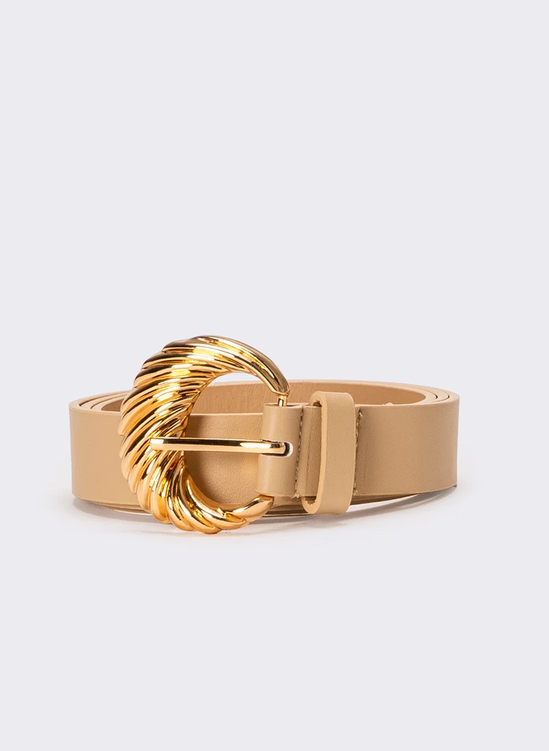 Cintura donna fibbia ventaglio - Beige