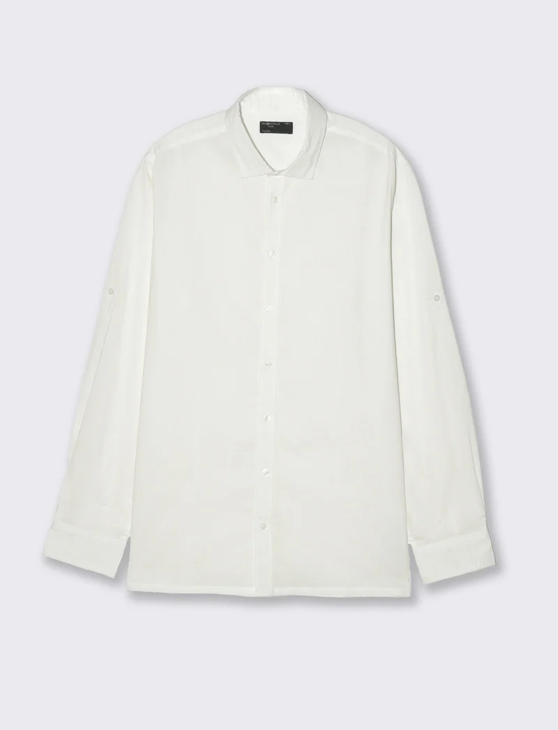 Camicia in voile da uomo - Bianco