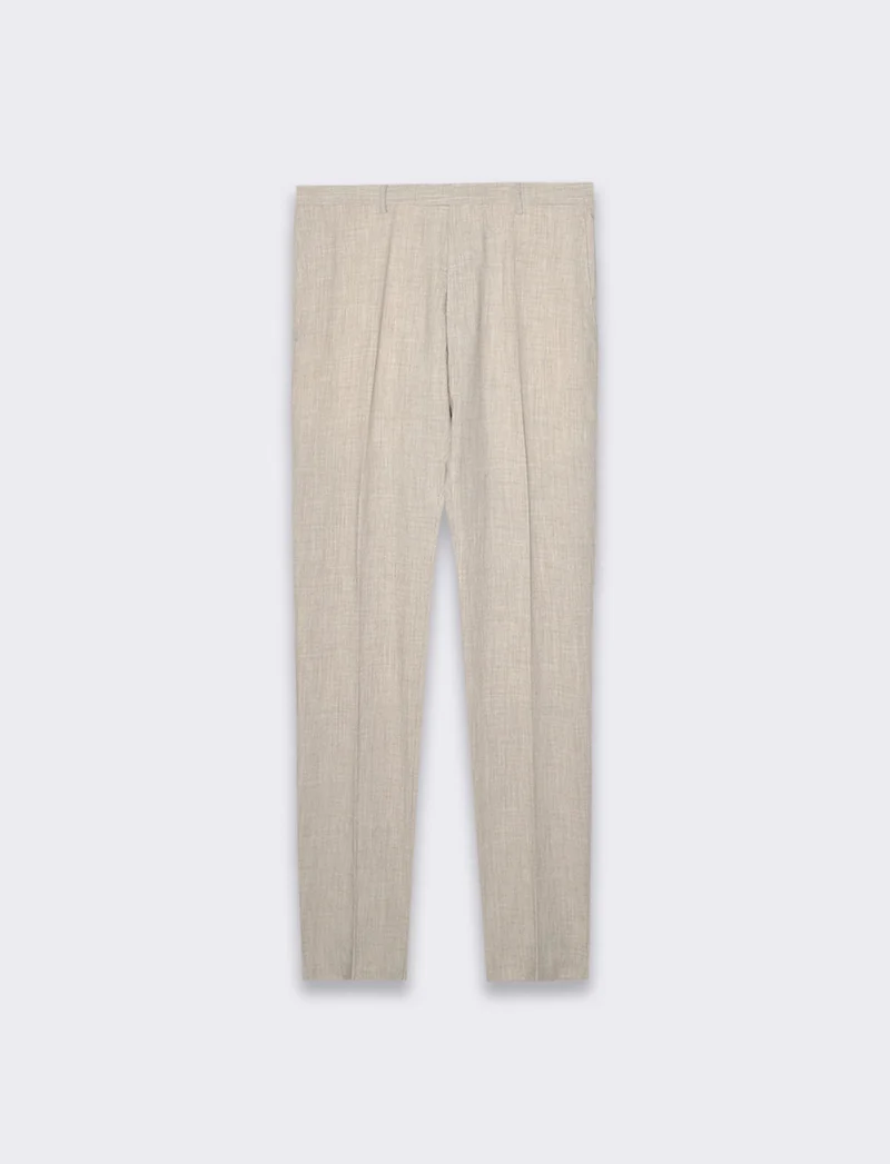 Pantaloni da completo effetto lino da uomo - Beige