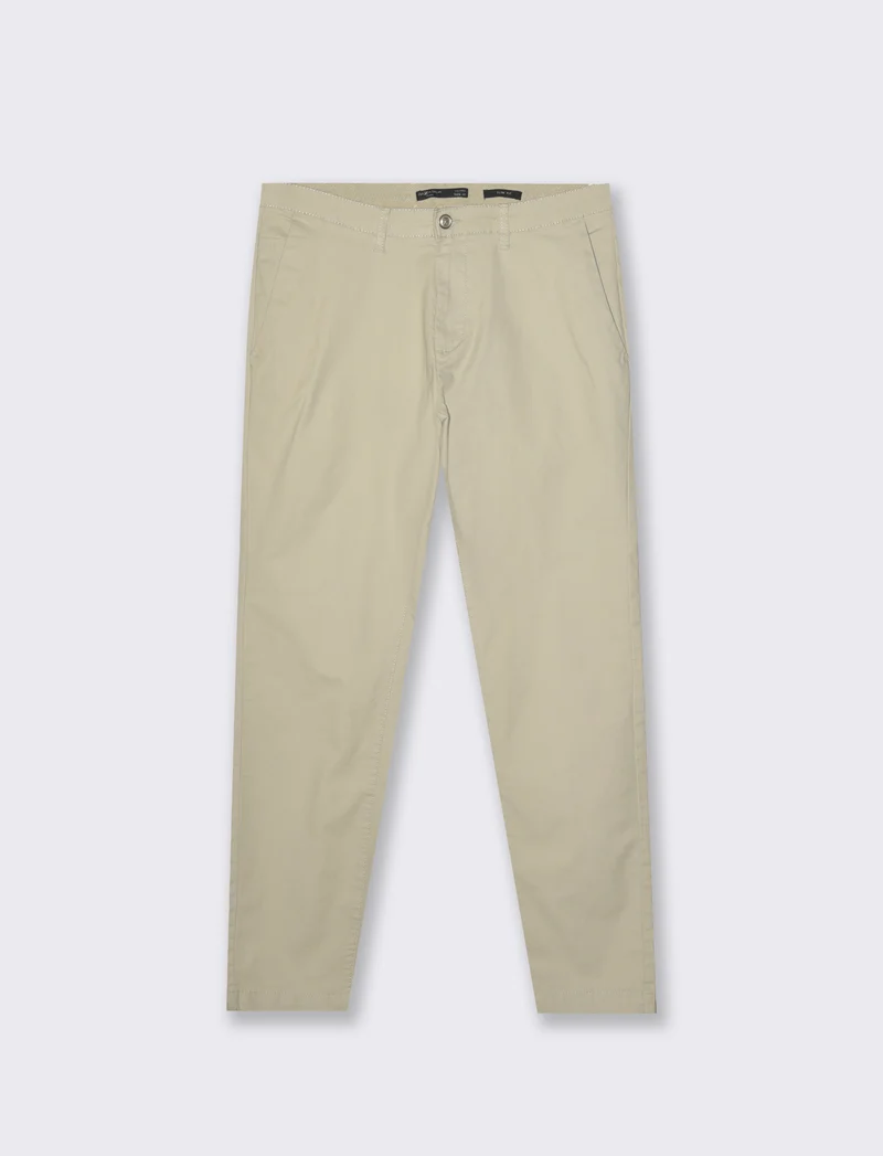 Pantaloni chino slim fit tessuto operato da uomo - Sabbia