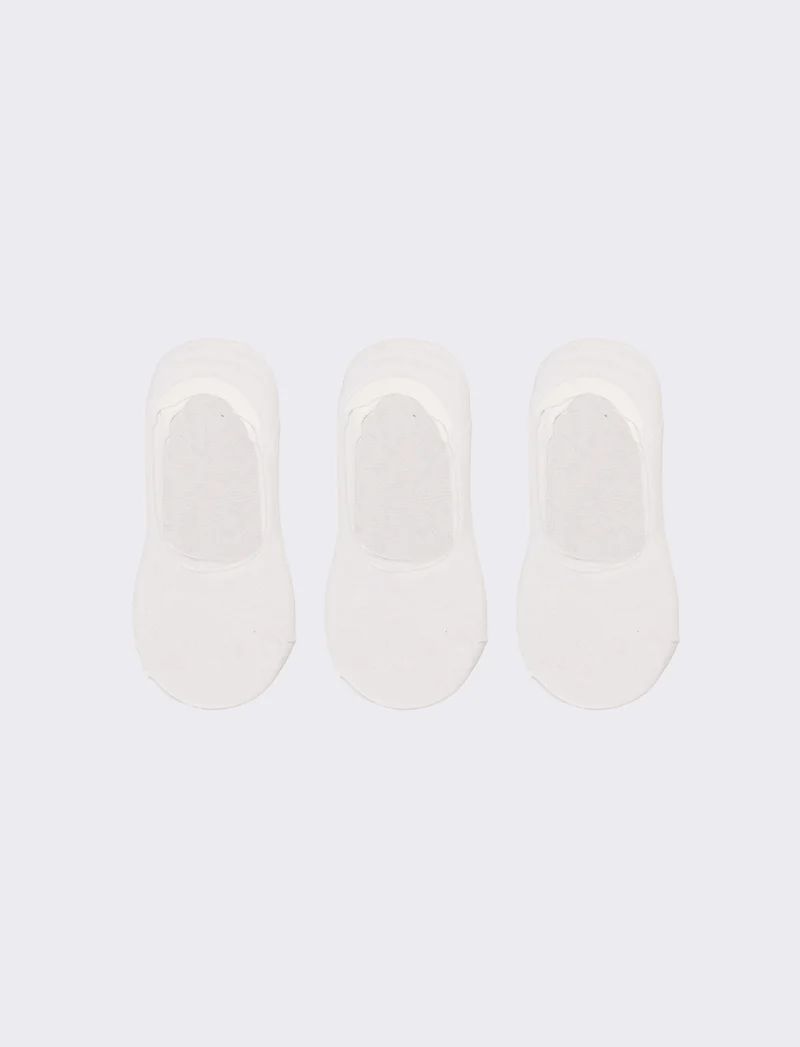 Calzini donna 3 paia sottopiede con silicone - Bianco