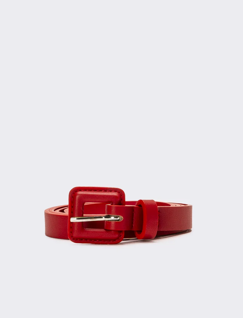 Cintura donna con fibbia rivestita - Rosso