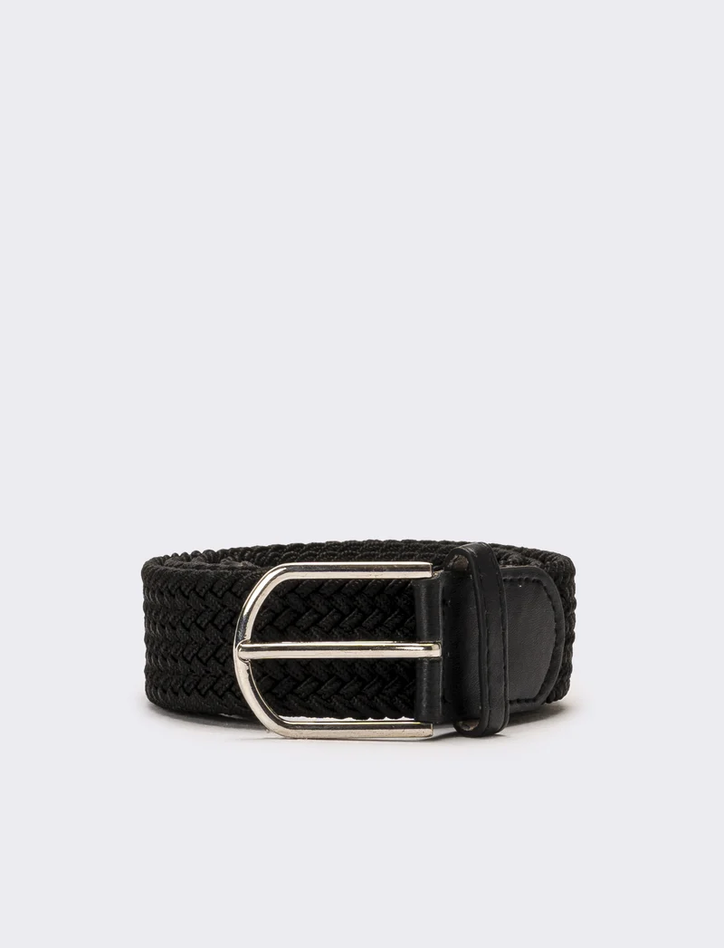 Cintura elastica intrecciata uomo - Nero