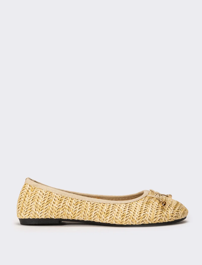 Ballerina da bambina in rafia - Beige