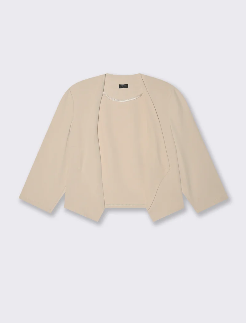 Giacca corta con bavaro largo - Beige