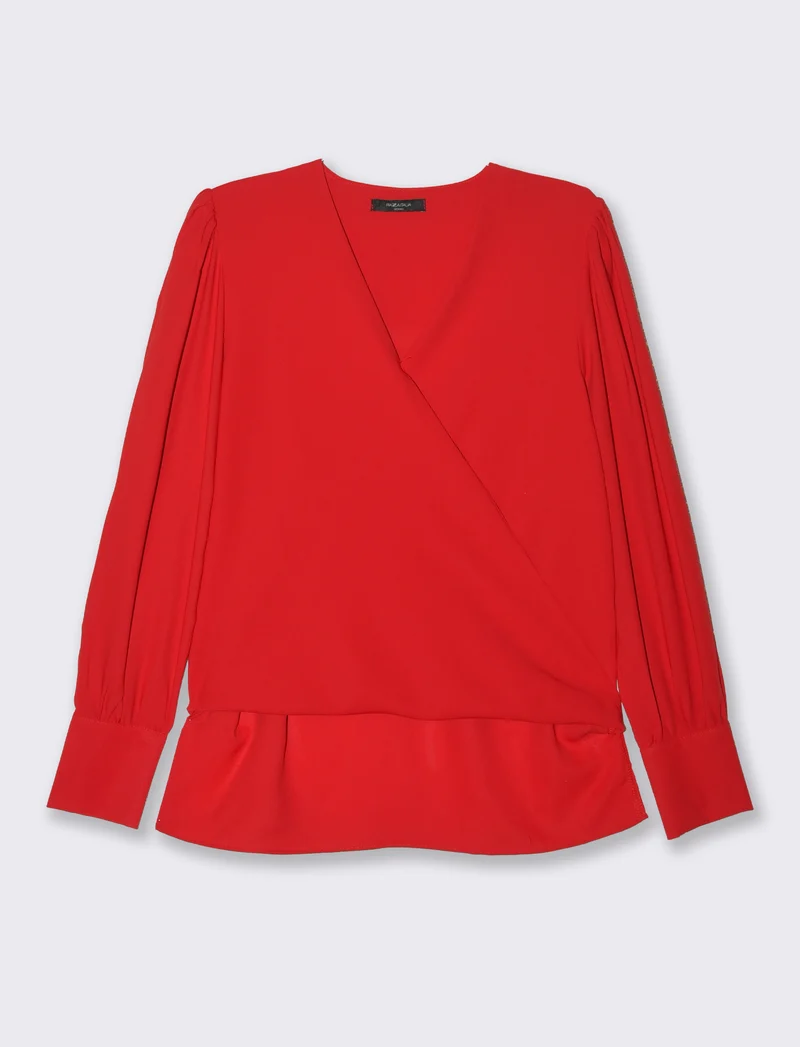 Casacca morbida ad incrocio da donna - Rosso