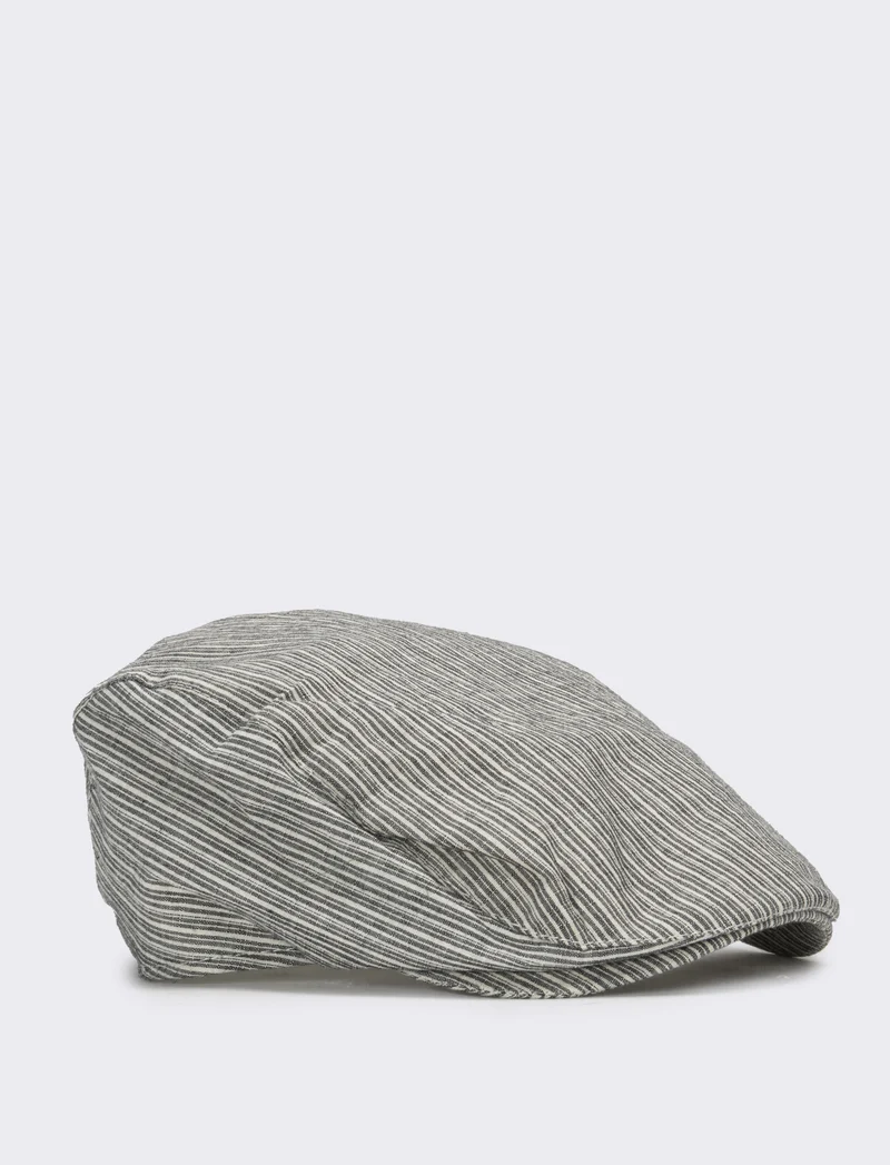 Cappello uomo coppola righe piccole - Nero