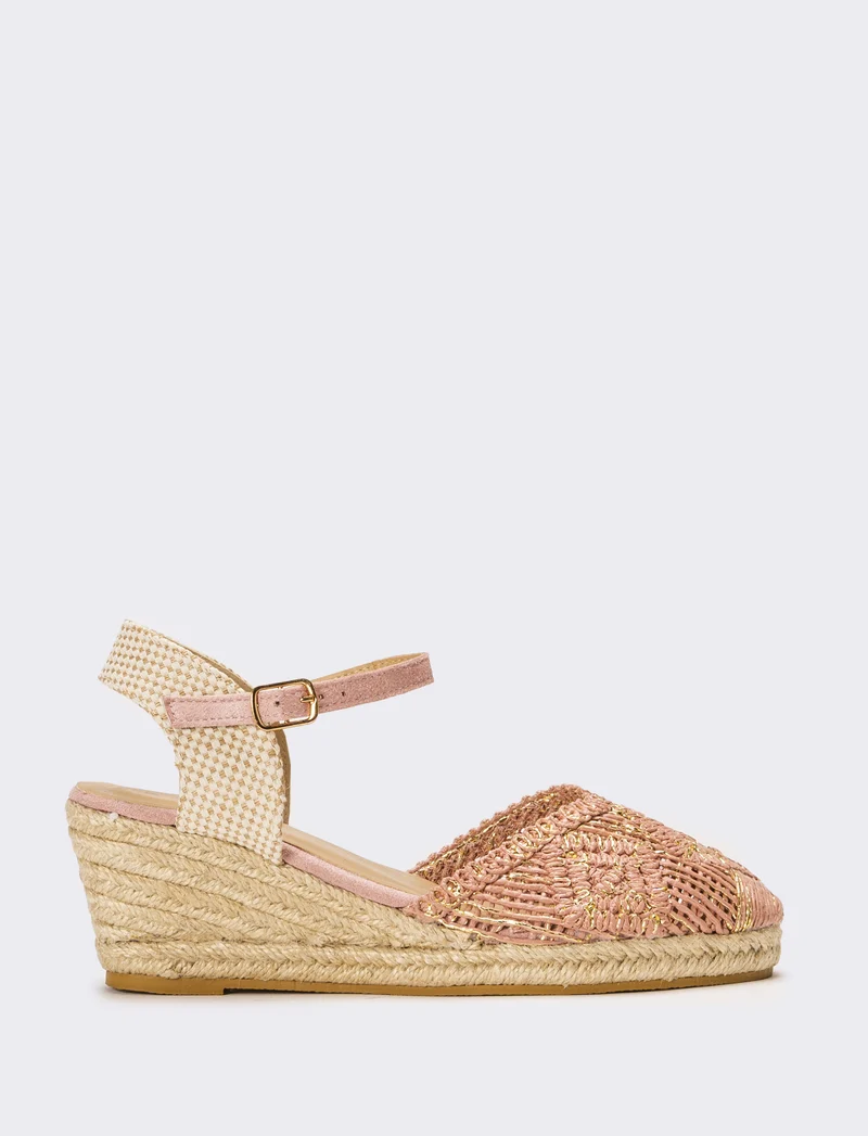 Sandalo Espadrillas in rafia da donna - Rosa