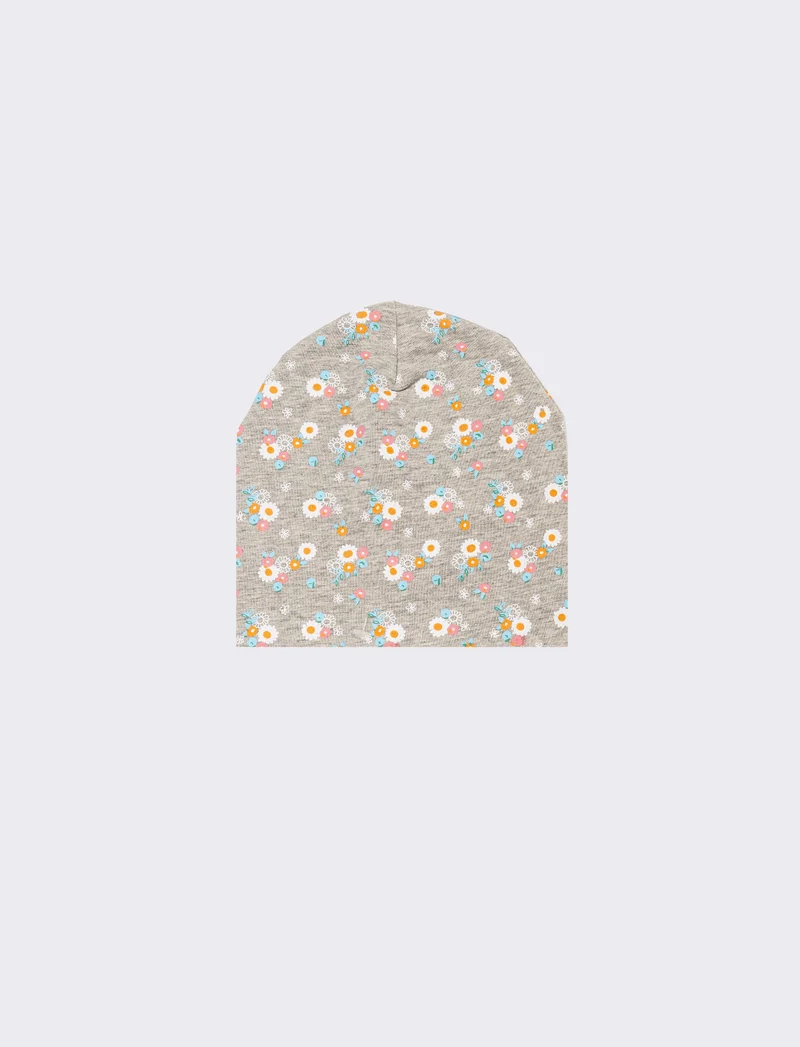 Cappello bambina con stampa fiorellini - Grigio
