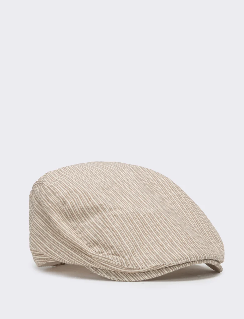 Cappello uomo coppola righe piccole - Beige