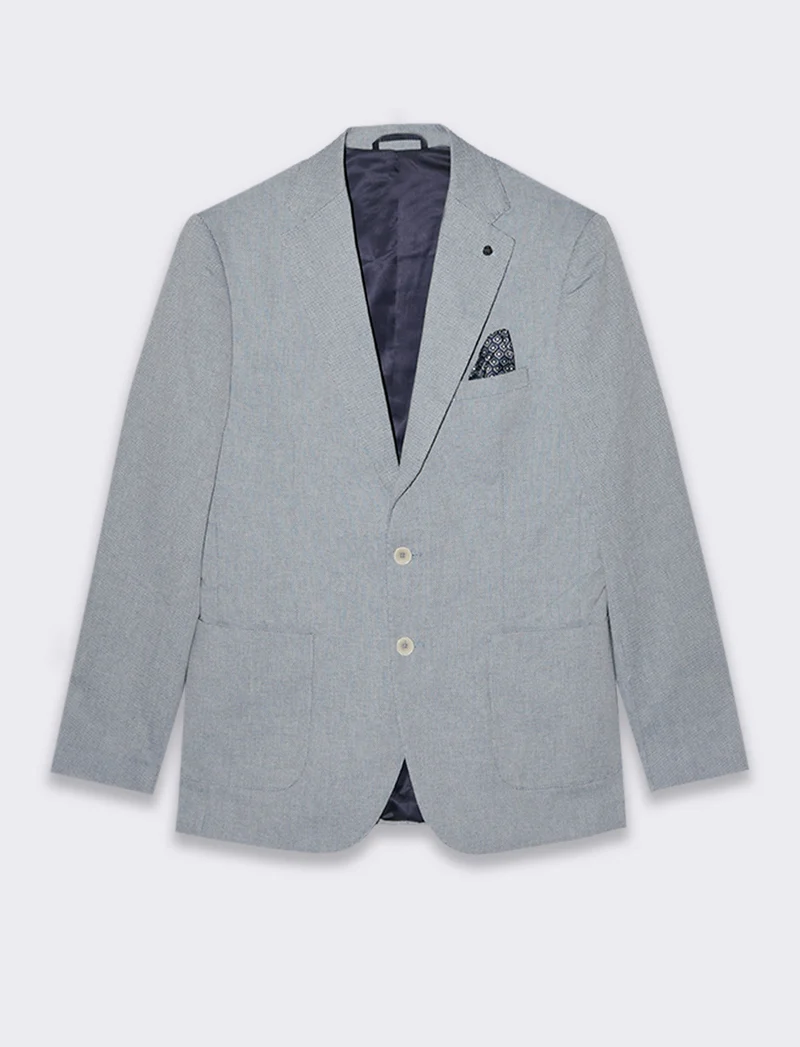 Blazer da completo struttura oxford da uomo - Celeste