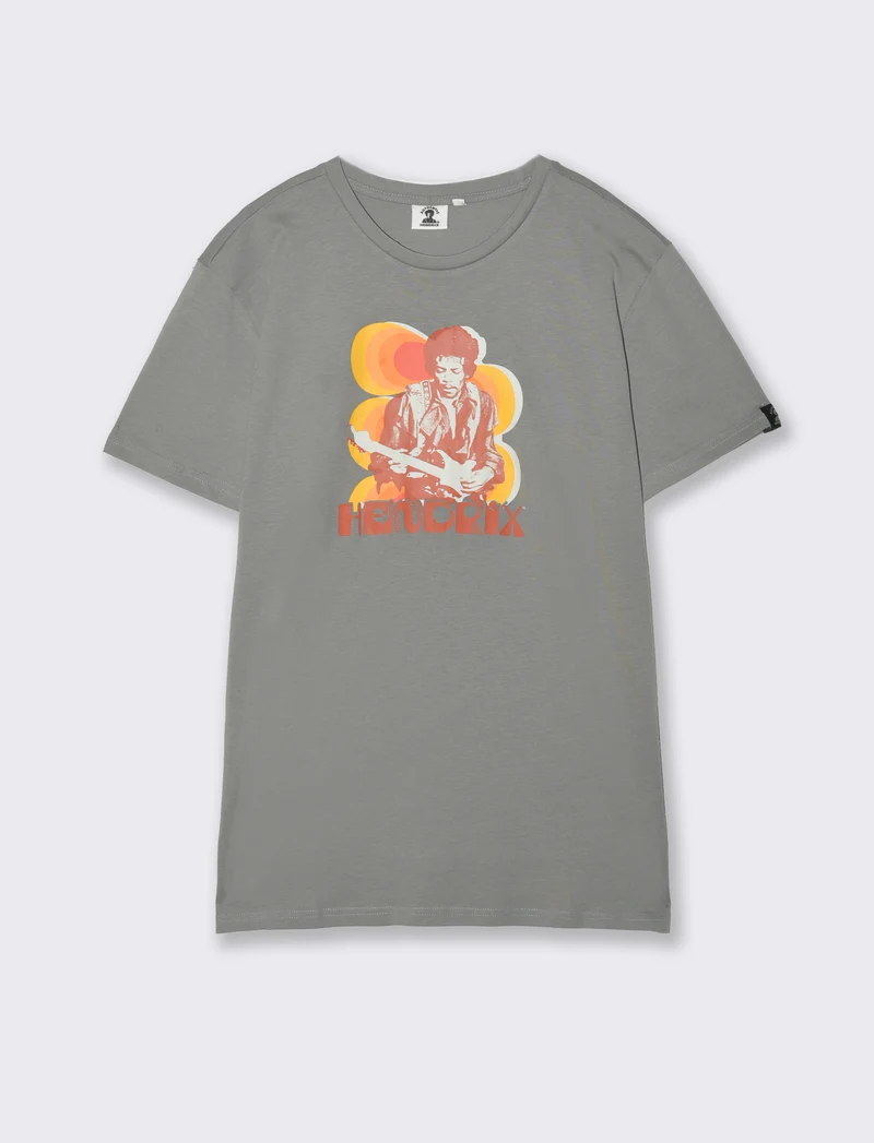 T-shirt stampa jimi hendrix da uomo - Grigio piombo