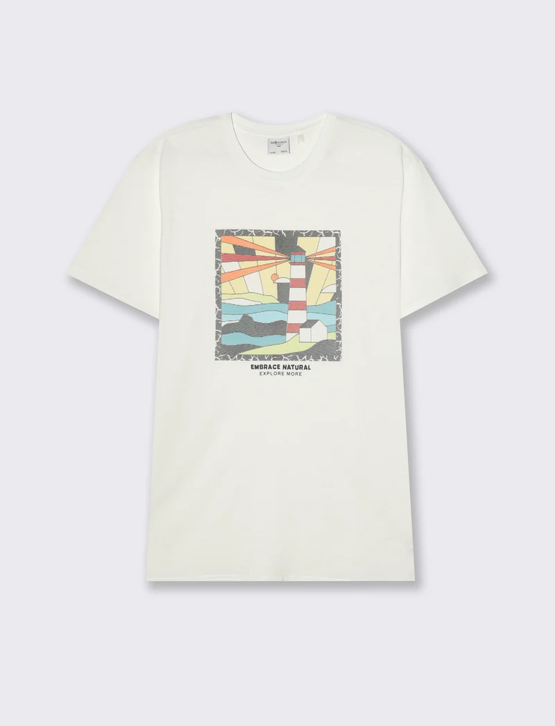 T-shirt con stampa effetto ricamo da uomo - Bianco
