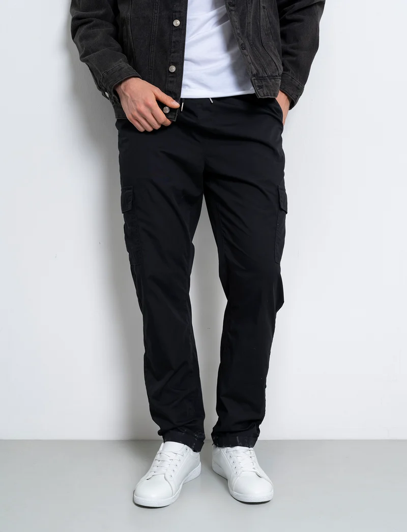 Pantaloni cargo jogger in cotone da uomo - Nero