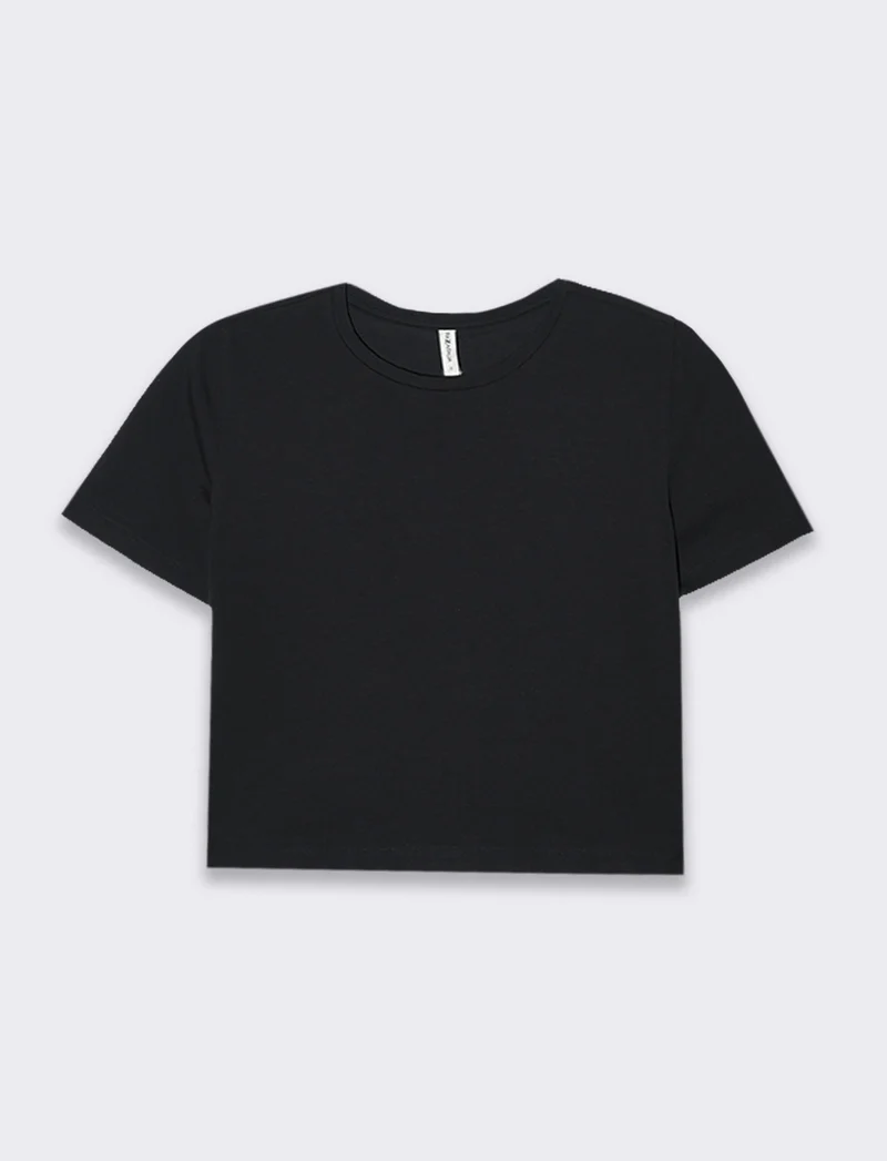 T-shirt basica crop da donna - Nero