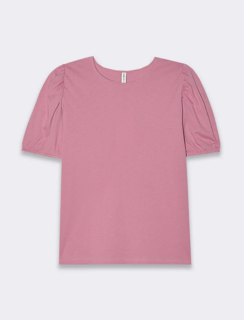T-shirt con manica a sbuffo da donna - Rosa polvere